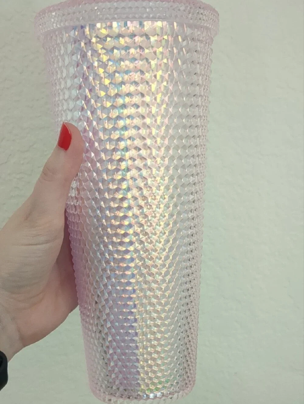 NWOT Barbie Iridescent Studded Pink Tumbler with Pink Straw